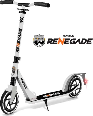 Hurtle Renegade Kick Scooter for Kids, Teenagers & Adults - 2-Wheel Folding Scooter with Adjustable T-Bar Handlebar - Alloy Anti-Slip Deck