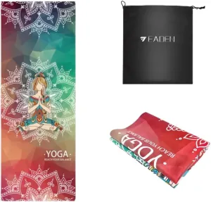 IEADEN Travel Yoga Mat - Foldable & Lightweight, Eco-Friendly Yoga Mat with Carrying Bag | Non-Slip & Absorbent Suede Mat, Ideal for Yoga, Pilates, Hot Yoga, Workout - 72"L x 26"W x 1.5mm Thick