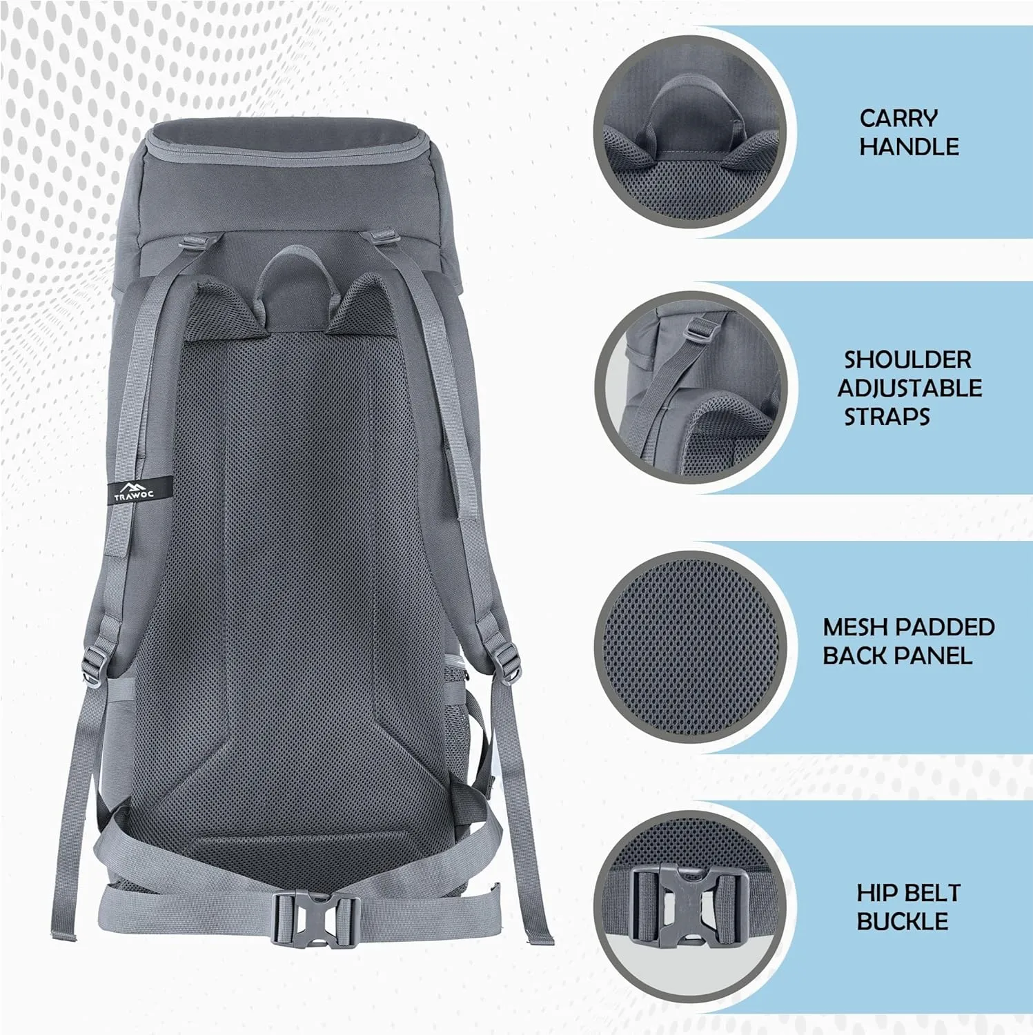 IGNITE 50 L Travel Bag Front & Top Open Backpack for Hiking Trekking Camping, Rucksack Unisex-Slate Grey