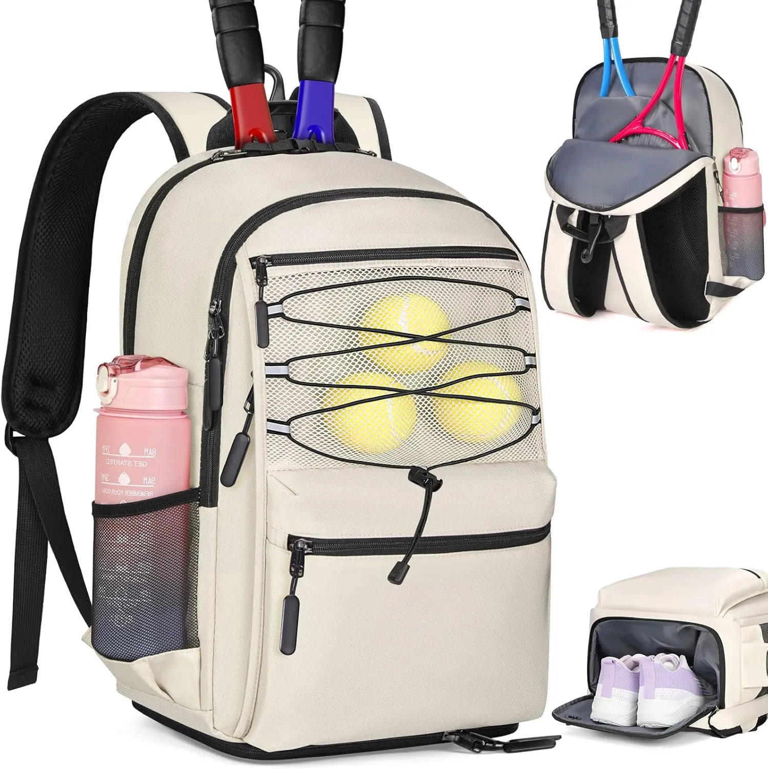 IGOLUMON Tennis Bag Tennis Backpack for Women and Men Racket Bags Holds 2 Racket Insulated Pocket Ventilated Shoe Compartment