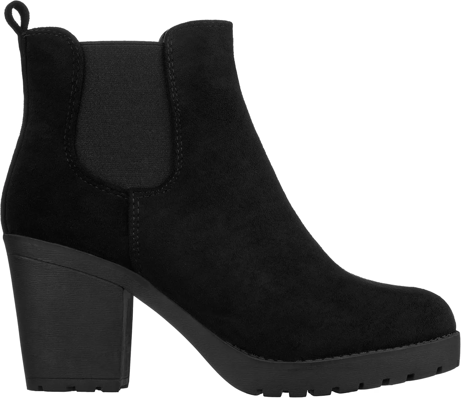 ILLUDE Women’s Classic Chelsea Bootie Chunky Mid Heel Rounded Toe Slip On Boots