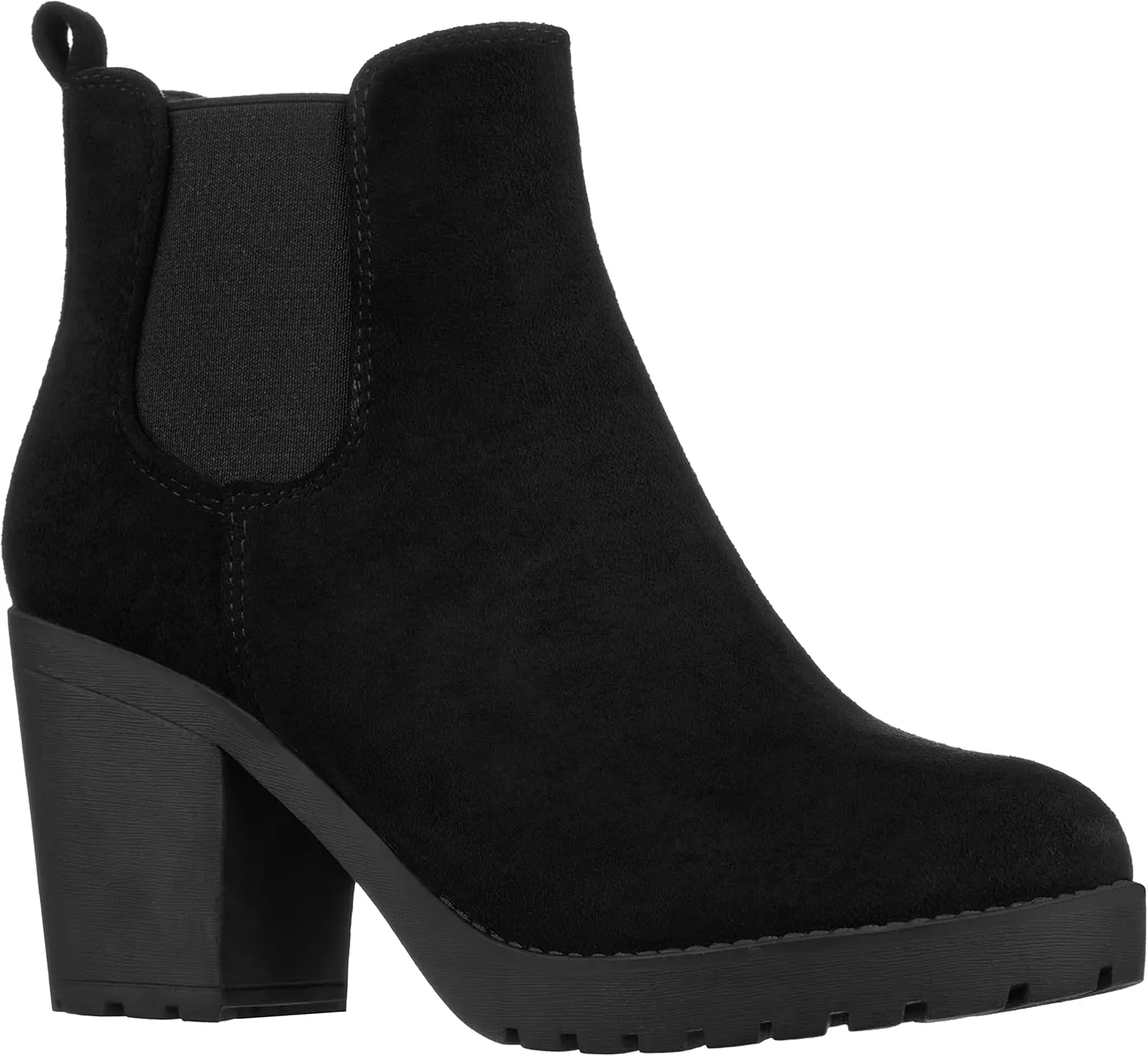 ILLUDE Women’s Classic Chelsea Bootie Chunky Mid Heel Rounded Toe Slip On Boots