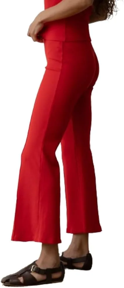 IMISSILLEB Women Ribbed Knit Flare Pants Solid Color Low Rise Stretch Seamless Bootcut Bell Bottoms Yoga Lounge Ankle Pants