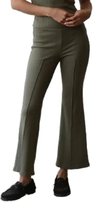 IMISSILLEB Women Ribbed Knit Flare Pants Solid Color Low Rise Stretch Seamless Bootcut Bell Bottoms Yoga Lounge Ankle Pants