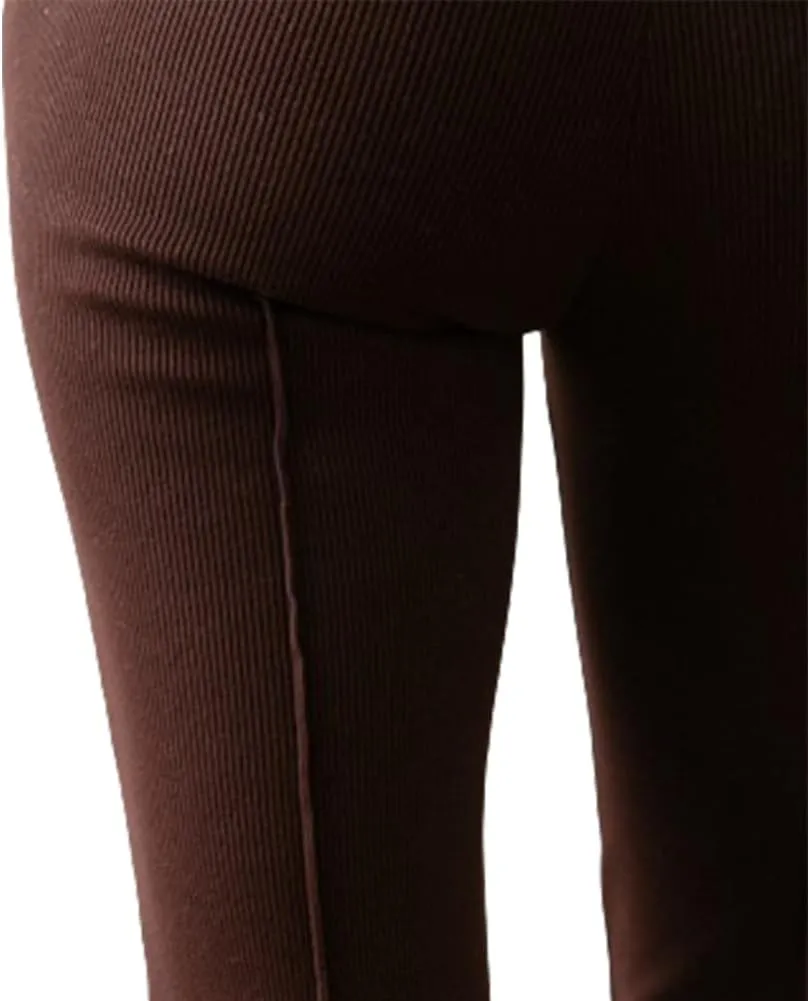 IMISSILLEB Women Ribbed Knit Flare Pants Solid Color Low Rise Stretch Seamless Bootcut Bell Bottoms Yoga Lounge Ankle Pants