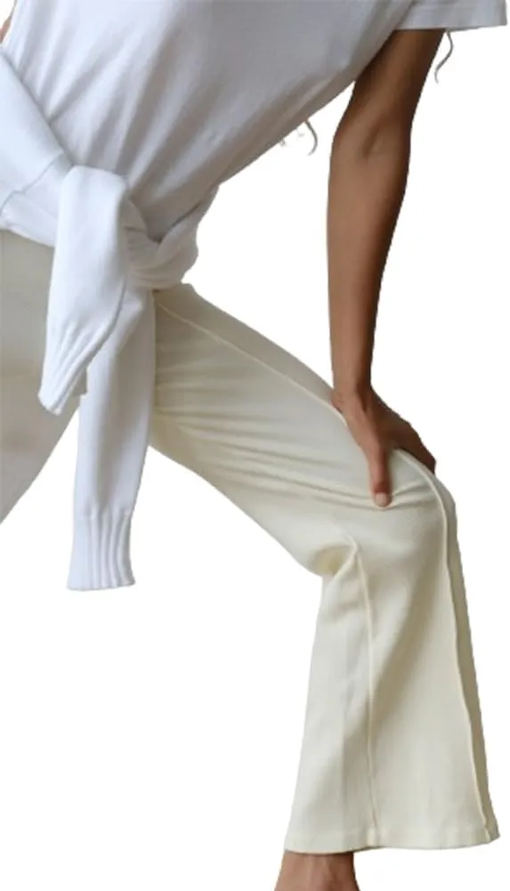 IMISSILLEB Women Ribbed Knit Flare Pants Solid Color Low Rise Stretch Seamless Bootcut Bell Bottoms Yoga Lounge Ankle Pants