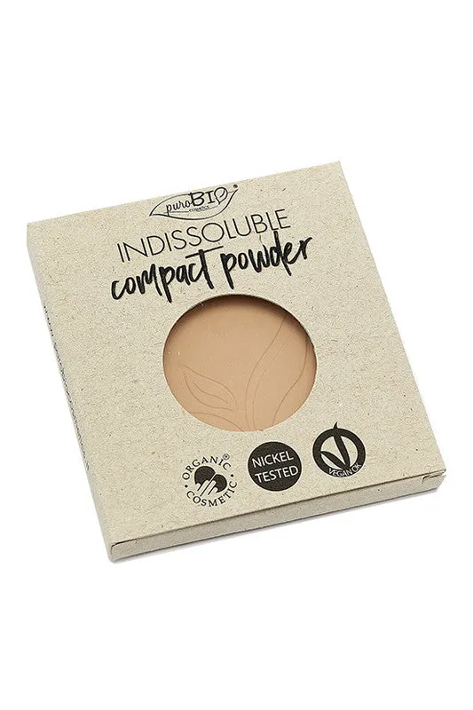 Indissoluble organic and vegan compact powder - Refillable