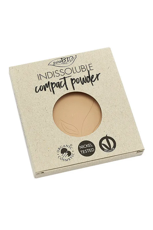 Indissoluble organic and vegan compact powder - Refillable