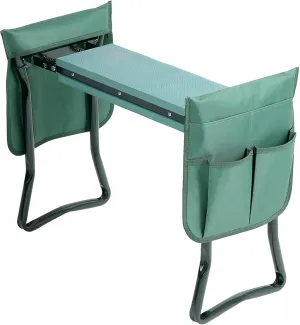 InfiniPower Garden Kneeler and Seat, Foldable Kneeling Bench with Sturdy Soft EVA Foam Pad, Hold Up to 330lb, 2 Tool Pouches Included, for Gardening, Fishing, Camping, Green