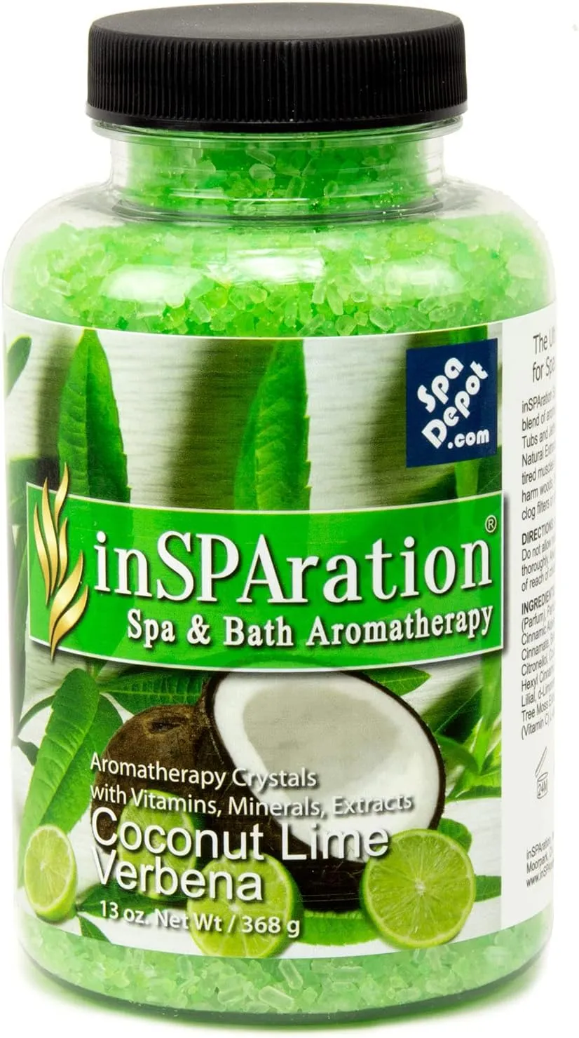 inSPAration Coconut Lime Verbena Aromatherapy Crystals for Spa, Hot Tub & Bath 13 oz.