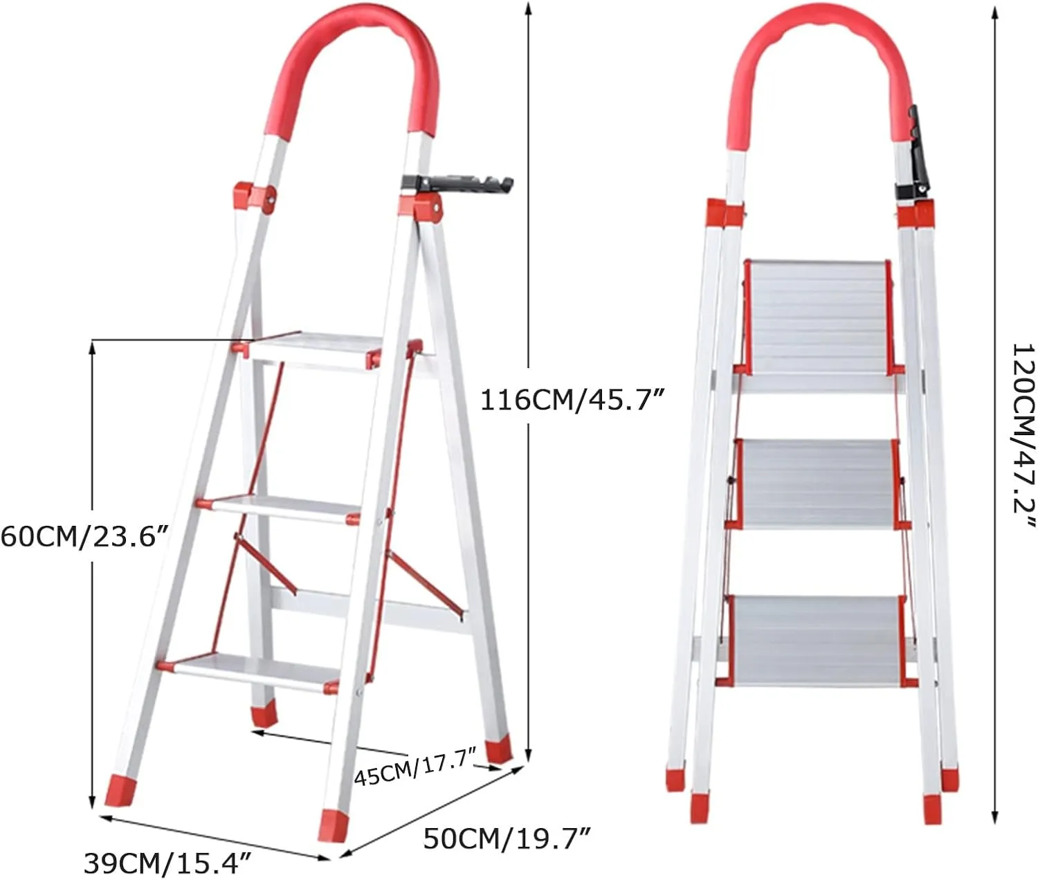 Interior Decoration Climbing Ladder Thickened Aluminum Alloy Herringbone Ladder Folding Anti-Skid Tool Ladder (Size : 3 Step Ladder)