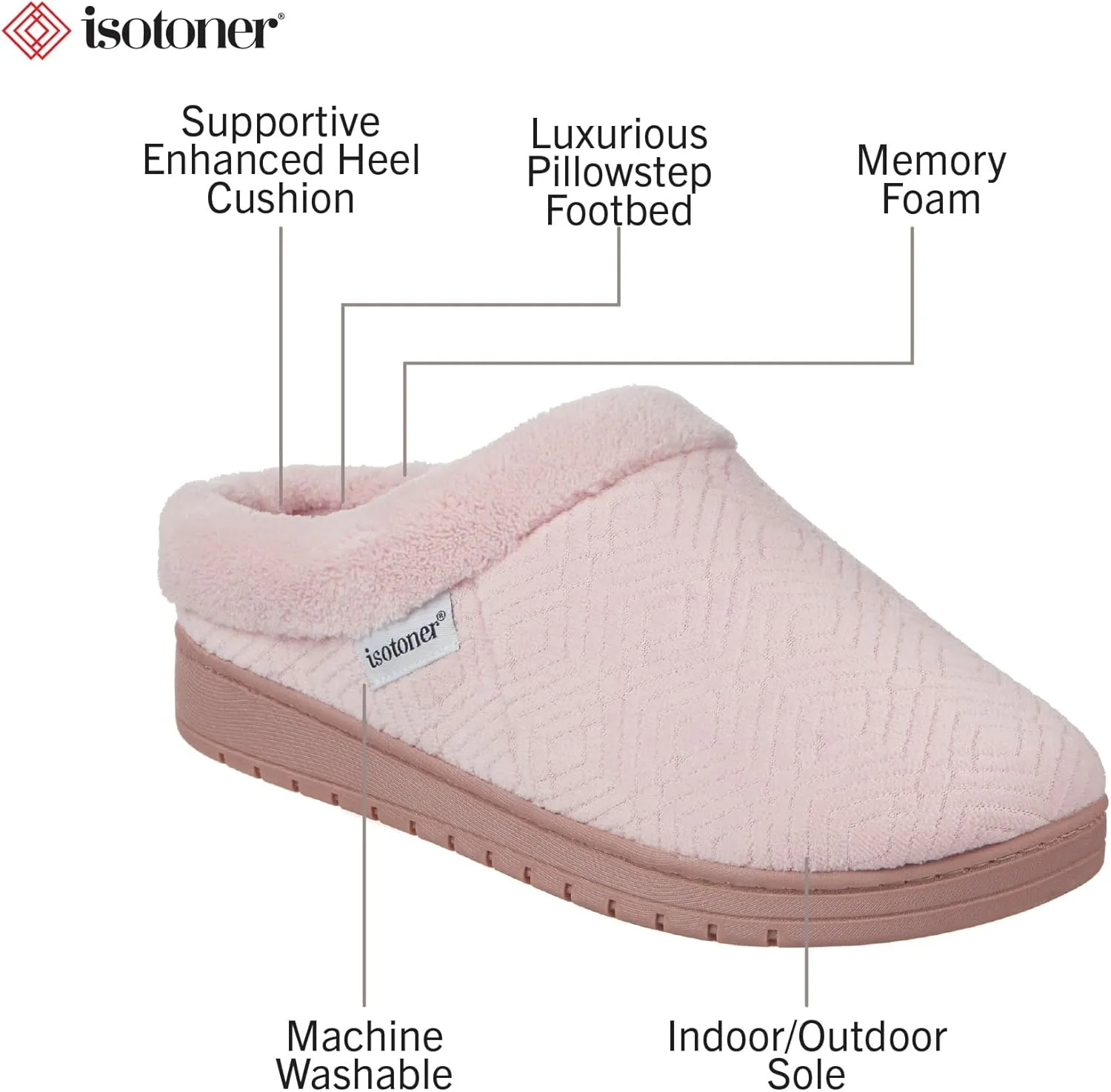 isotoner Women's Diamond Microterry Gemma Clog Slipper