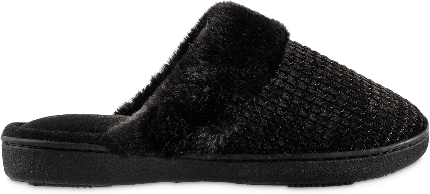 isotoner Womens Striped Chenille Ann Clog Slippers