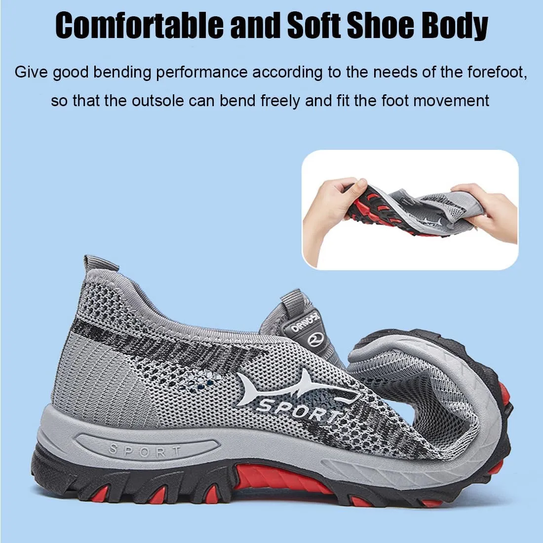 Jar-V Cooling Comfort Sneakers, Breathable Quick-Dry Mesh Walking Shoes, Non-Slip Cushioned Sole, for Long Standing & Walking