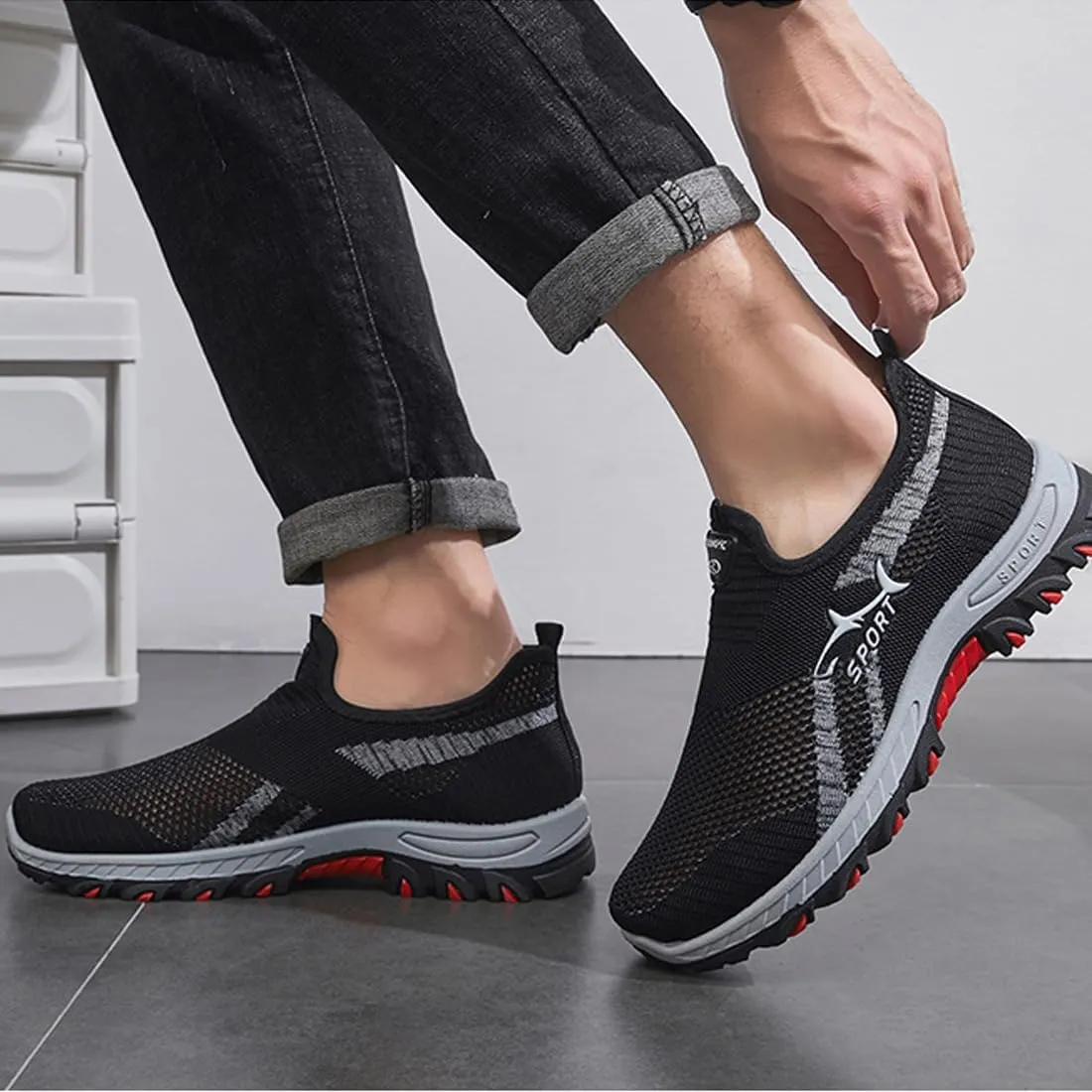 Jar-V Cooling Comfort Sneakers, Breathable Quick-Dry Mesh Walking Shoes, Non-Slip Cushioned Sole, for Long Standing & Walking