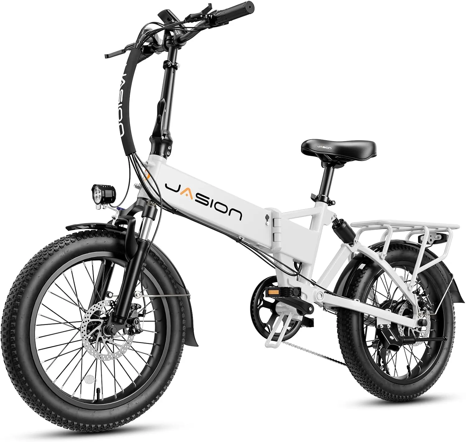 Jasion EB7 2.0 Electric Bike for Adults, 1200W Peak Motor 28MPH Max Speed Folding Ebike, 48V 10AH Removable Battery, 20" Fat Tire with Dual Suspension, 7-Speed Electric Bicycles, UL Certifiled