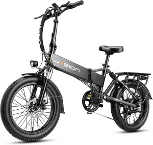 Jasion EB7 2.0 Electric Bike for Adults, 1200W Peak Motor 28MPH Max Speed Folding Ebike, 48V 10AH Removable Battery, 20" Fat Tire with Dual Suspension, 7-Speed Electric Bicycles, UL Certifiled