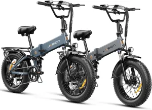 Jasion X-Hunter Electric Bike for Adults,1400W Peak Motor 30MPH Max Speed,48V 13AH Removable Battery, Full Suspension System Design,20''*4.0 Fat Tire Foldable Ebike 7-Speed Bicycles