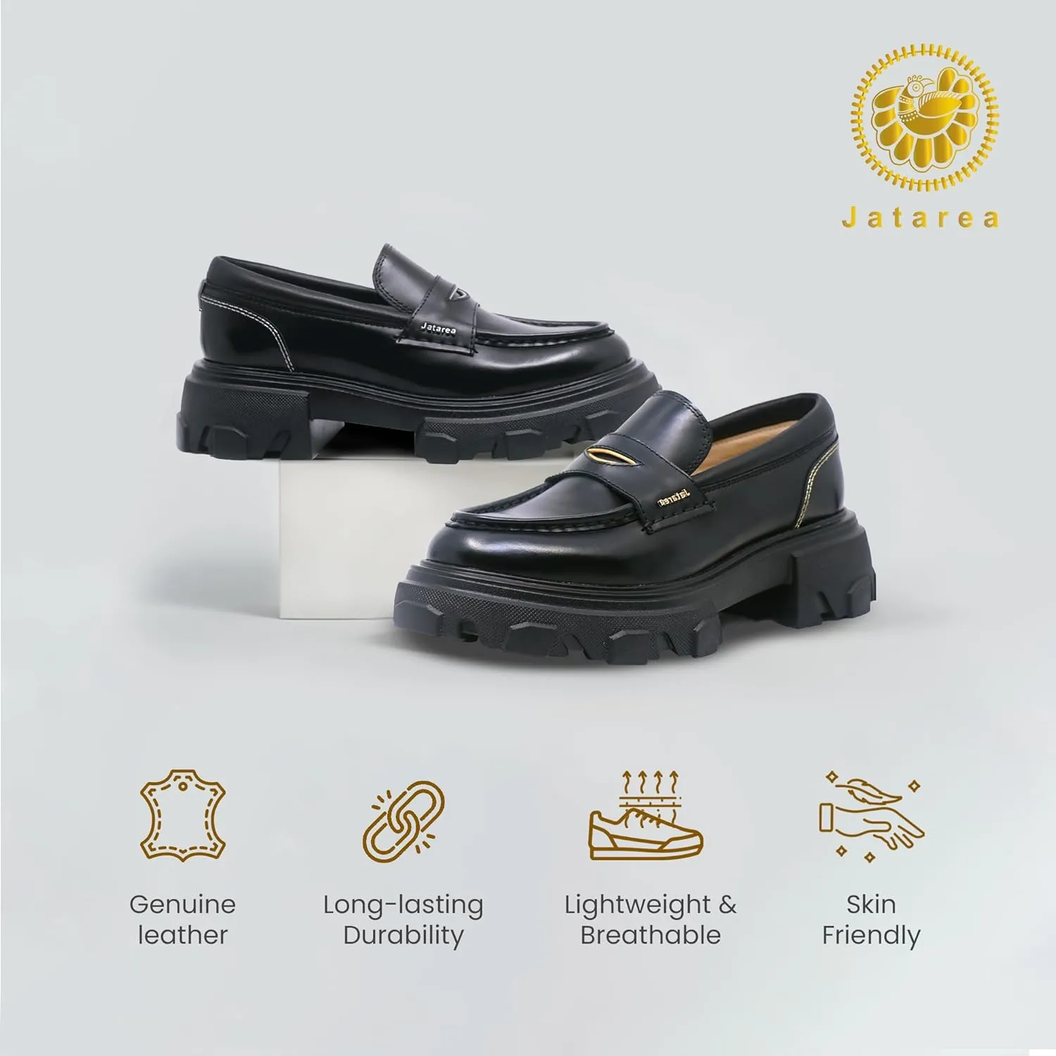 JATAREA Women's Fashion Sneakers – Genuine Leather Casual Shoes, Comfortable Cushioned Insole, TPR Rubber - Ethylene Vinyl Sole, Stylish Lifestyle, Lightweight & Durable Travel Sneakers