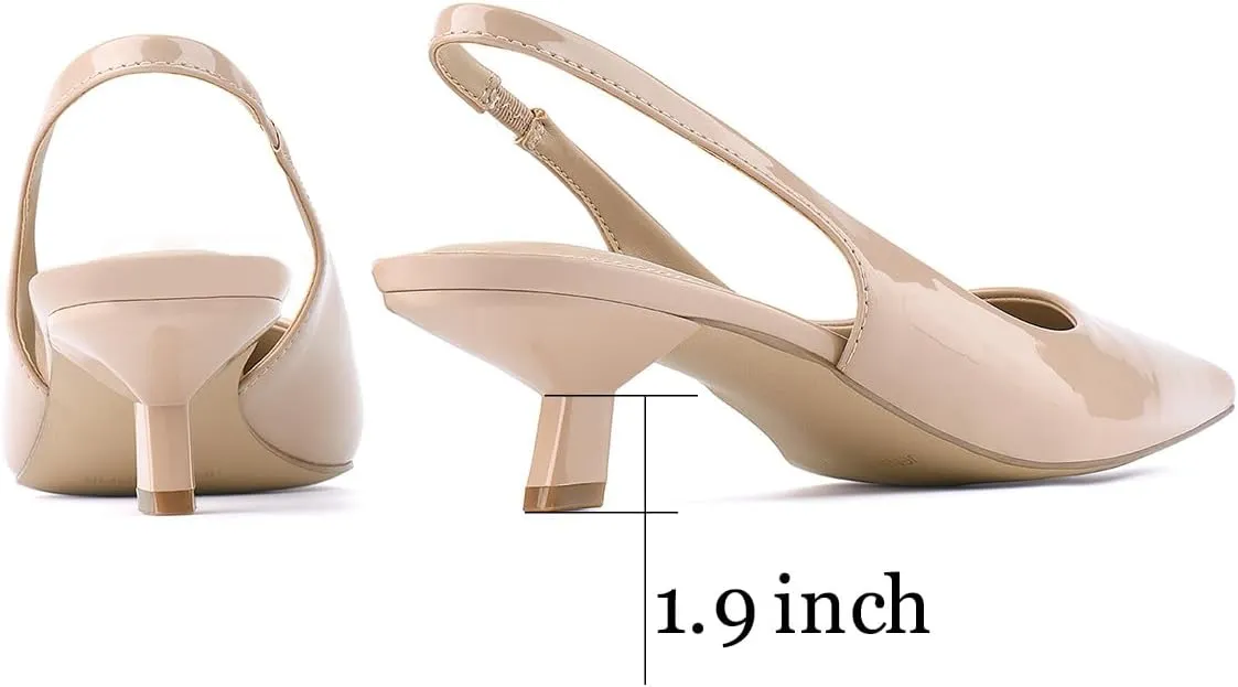 JENN ARDOR Slingback Heels for Women Low Heels Dress Shoes Kitten Pumps Dressy Heeled Sandals Wide Width Fashion Casual Shoes