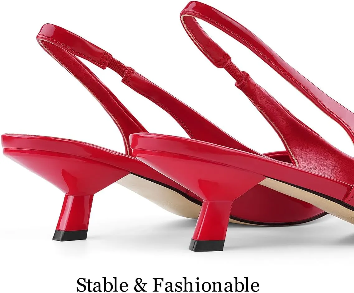 JENN ARDOR Slingback Heels for Women Low Heels Dress Shoes Kitten Pumps Dressy Heeled Sandals Wide Width Fashion Casual Shoes