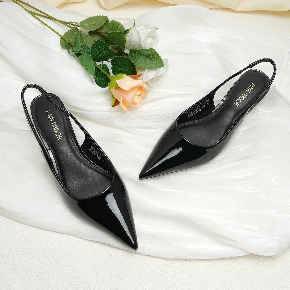 JENN ARDOR Slingback Heels for Women Low Heels Dress Shoes Kitten Pumps Dressy Heeled Sandals Wide Width Fashion Casual Shoes