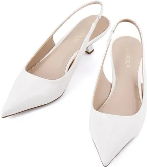 JENN ARDOR Slingback Heels for Women Low Heels Dress Shoes Kitten Pumps Dressy Heeled Sandals Wide Width Fashion Casual Shoes