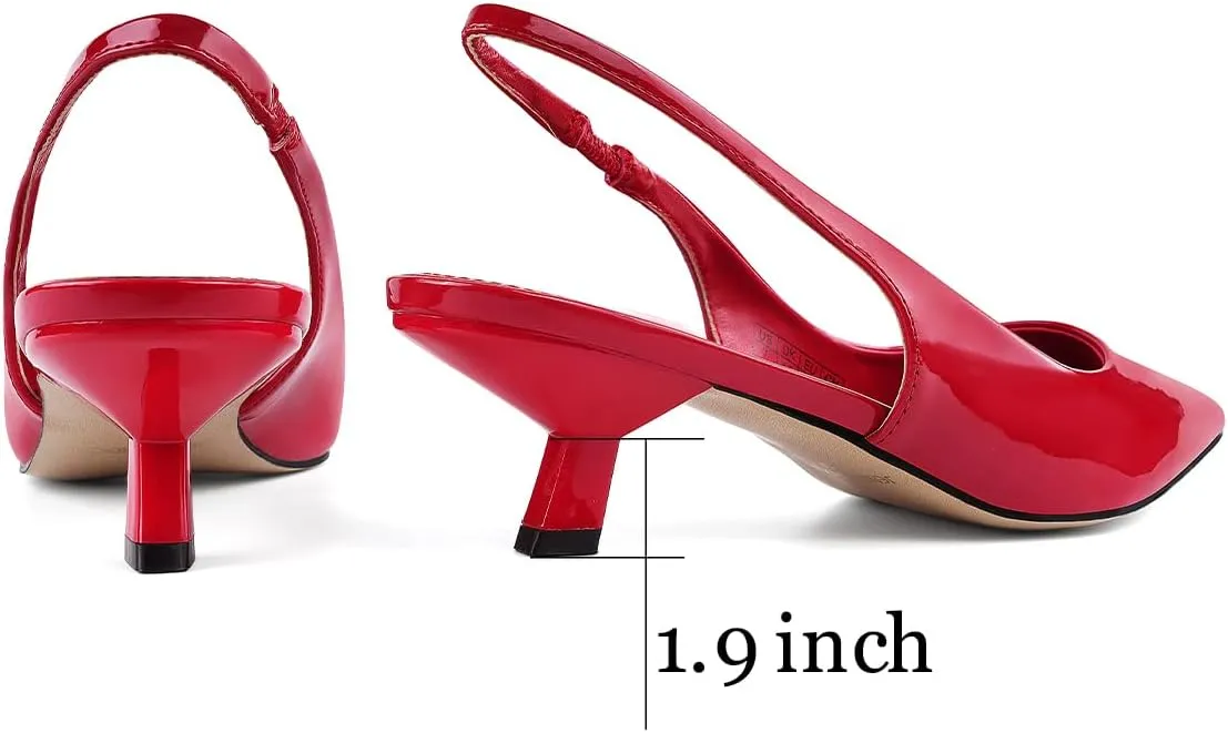 JENN ARDOR Slingback Heels for Women Low Heels Dress Shoes Kitten Pumps Dressy Heeled Sandals Wide Width Fashion Casual Shoes