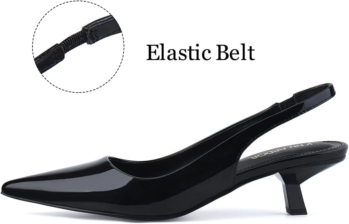 JENN ARDOR Slingback Heels for Women Low Heels Dress Shoes Kitten Pumps Dressy Heeled Sandals Wide Width Fashion Casual Shoes