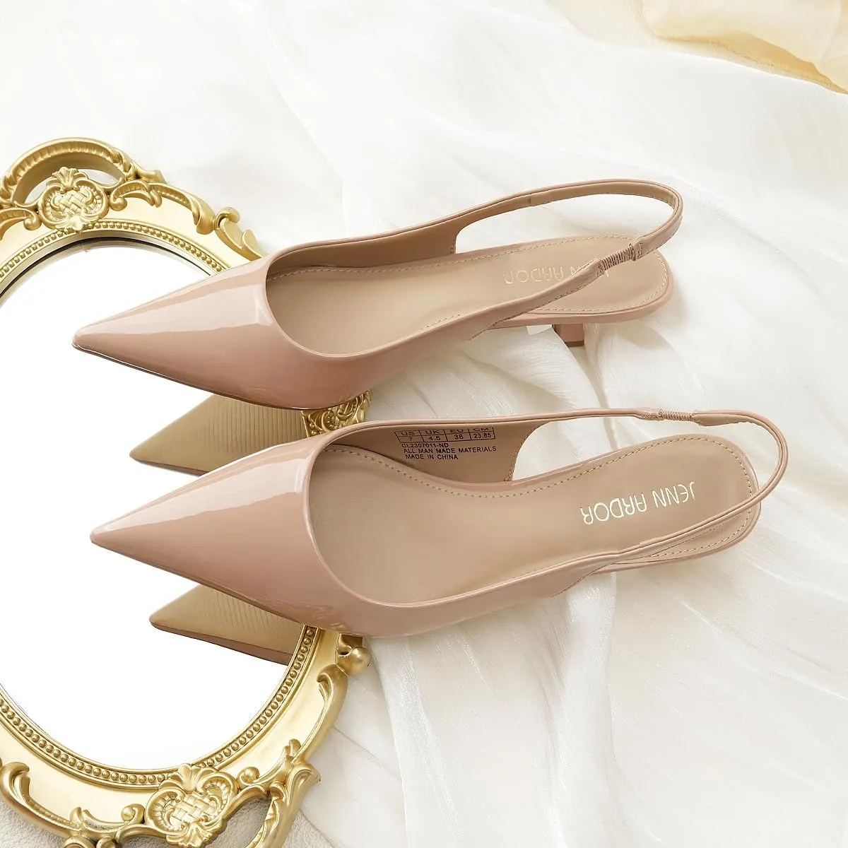 JENN ARDOR Slingback Heels for Women Low Heels Dress Shoes Kitten Pumps Dressy Heeled Sandals Wide Width Fashion Casual Shoes