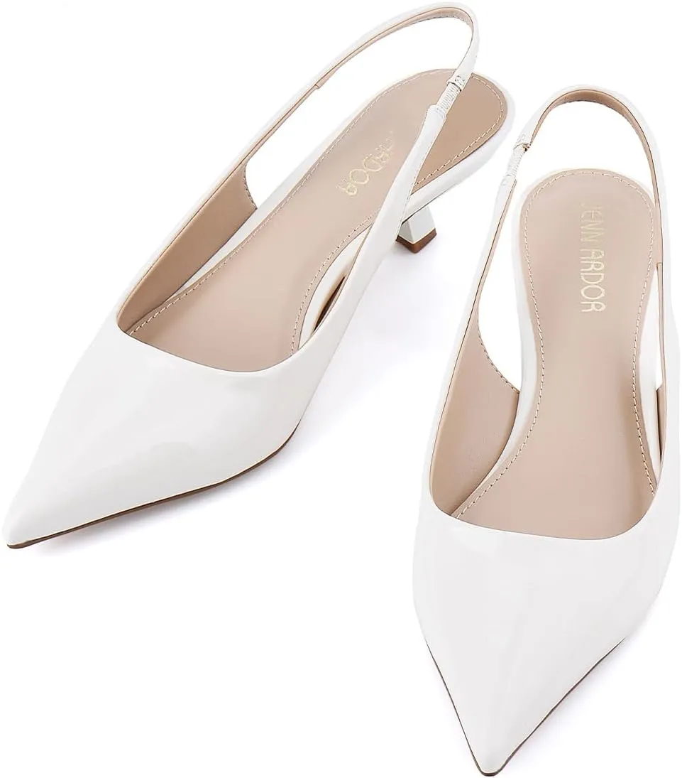 JENN ARDOR Slingback Heels for Women Low Heels Dress Shoes Kitten Pumps Dressy Heeled Sandals Wide Width Fashion Casual Shoes