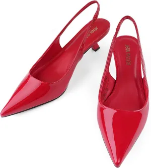 JENN ARDOR Slingback Heels for Women Low Heels Dress Shoes Kitten Pumps Dressy Heeled Sandals Wide Width Fashion Casual Shoes