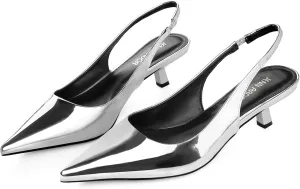 JENN ARDOR Slingback Heels for Women Low Heels Dress Shoes Kitten Pumps Dressy Heeled Sandals Wide Width Fashion Casual Shoes