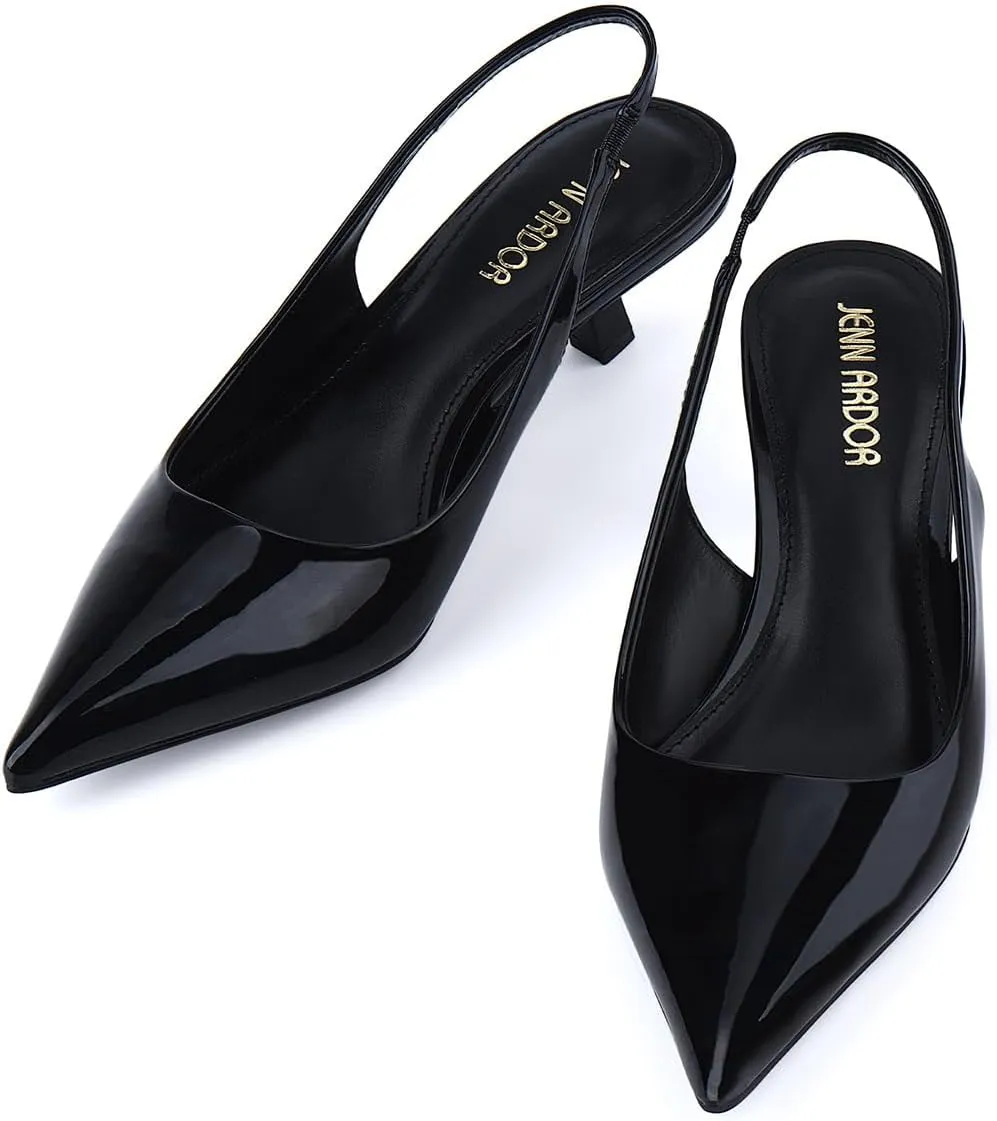JENN ARDOR Slingback Heels for Women Low Heels Dress Shoes Kitten Pumps Dressy Heeled Sandals Wide Width Fashion Casual Shoes