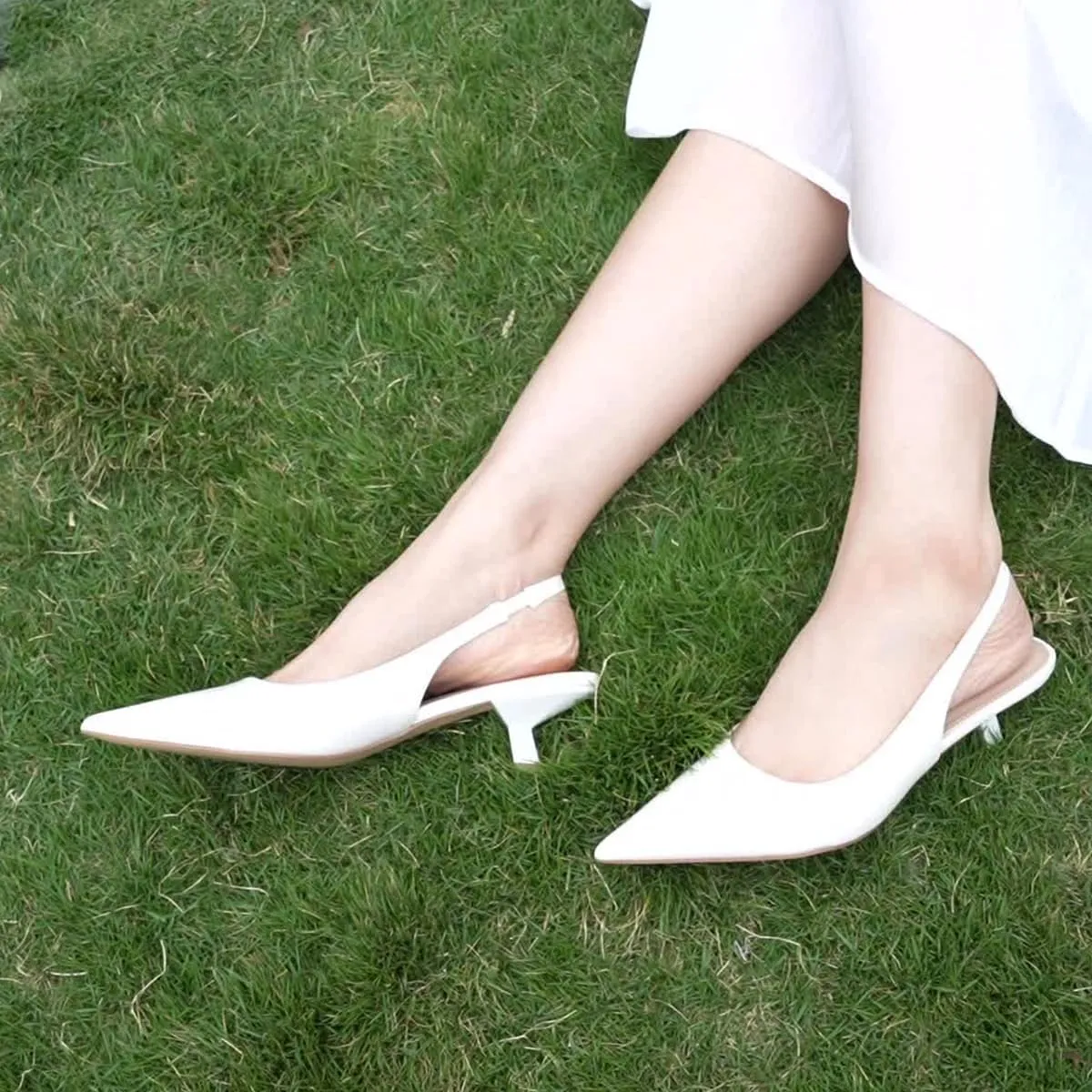 JENN ARDOR Slingback Heels for Women Low Heels Dress Shoes Kitten Pumps Dressy Heeled Sandals Wide Width Fashion Casual Shoes