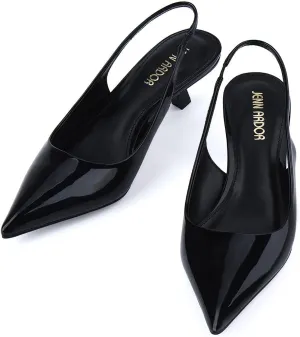 JENN ARDOR Slingback Heels for Women Low Heels Dress Shoes Kitten Pumps Dressy Heeled Sandals Wide Width Fashion Casual Shoes