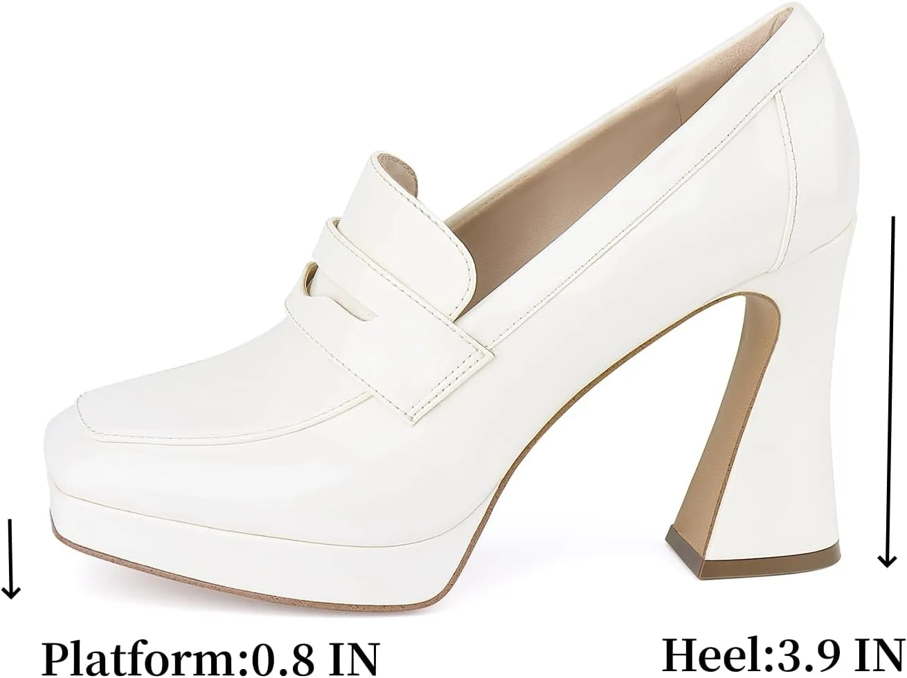 JENN ARDOR Women's Platform Loafer Heels Square Closed Toe Chunky Block High Penny Loafers Pumps Elegant Comfort Casual Slip On Wedding Dress Shoes