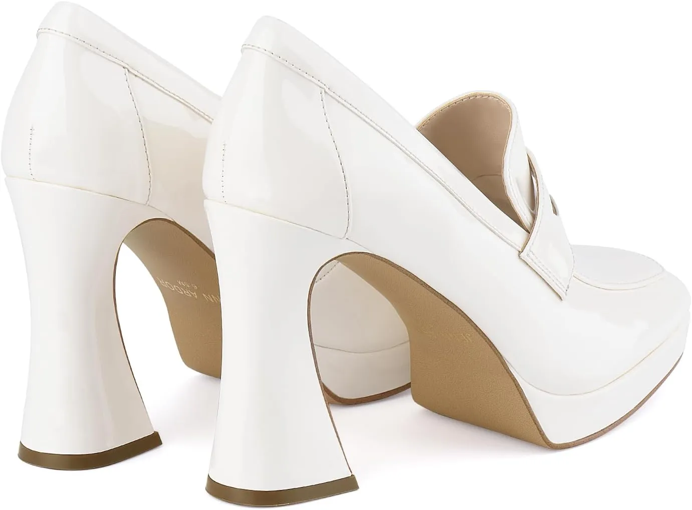 JENN ARDOR Women's Platform Loafer Heels Square Closed Toe Chunky Block High Penny Loafers Pumps Elegant Comfort Casual Slip On Wedding Dress Shoes