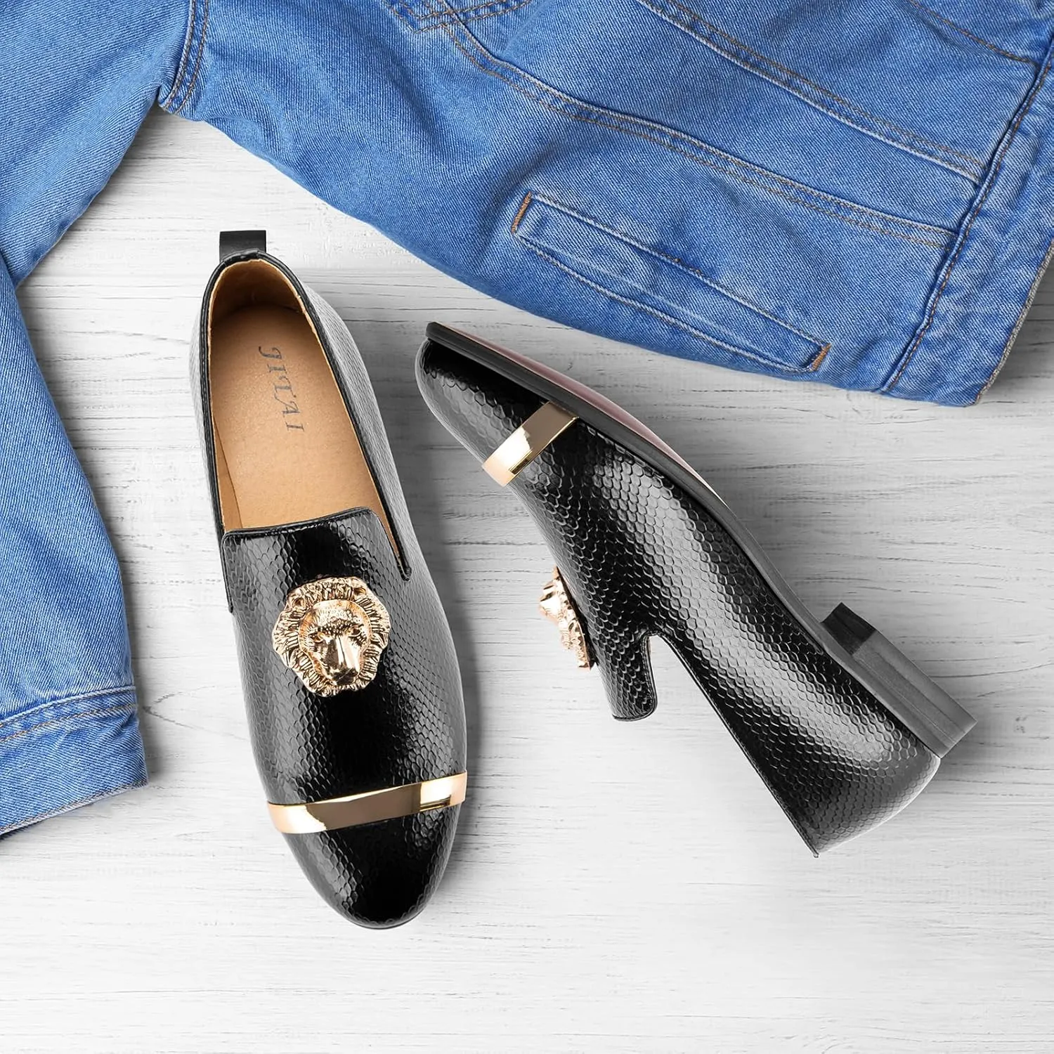 JITAI Men's Penny Slip-On Leather Lined Loafer Luxury Men Shoes Casual Dress Disco Shoes