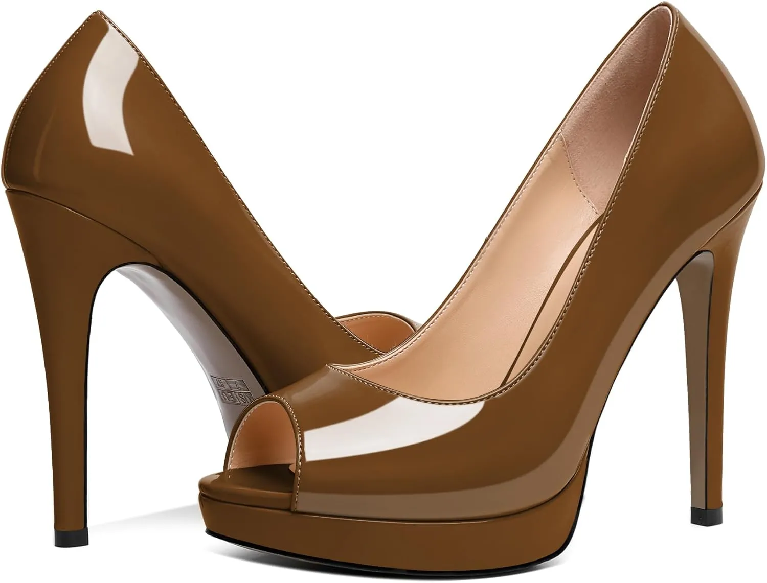 Joseywade Platform Stiletto Heels Peep Toe High Heel Pumps Women's 5 Inch Party Dance Dressy Slip On Shoes