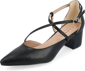 Journee Collection Womens Galvinn Block Hell Dress Pumps Slip on Cushioned Pointed Toe Fashion Shoe