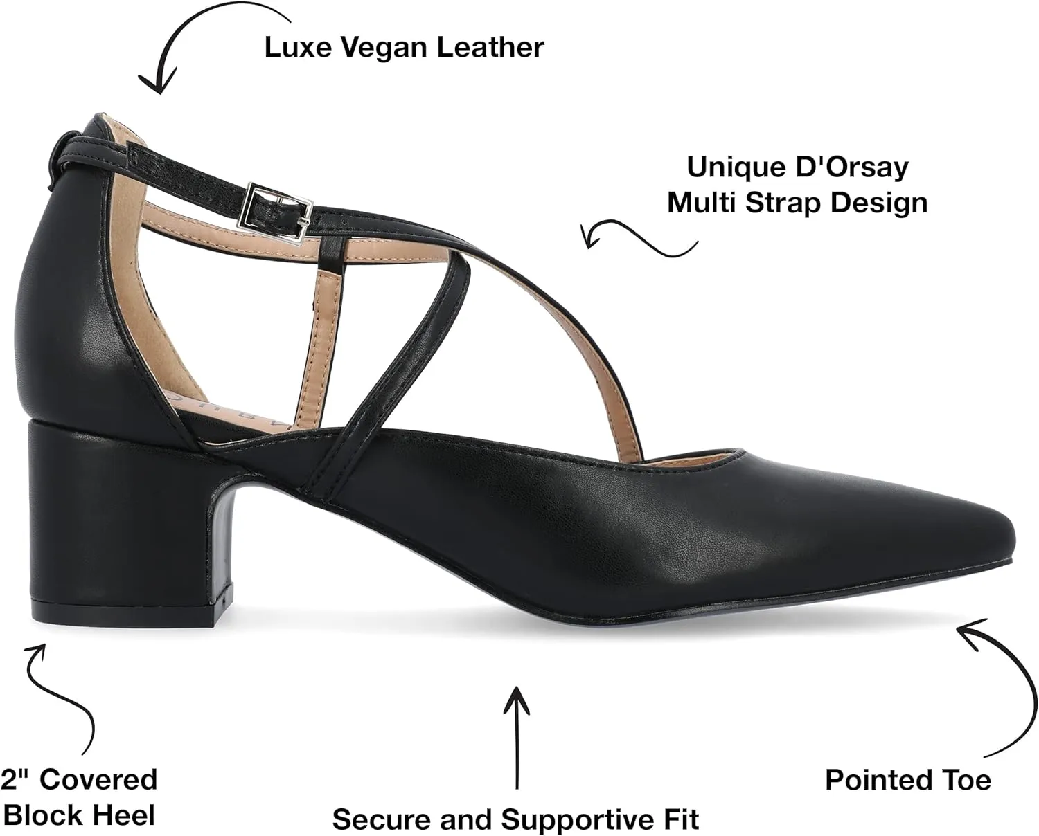 Journee Collection Womens Galvinn Block Hell Dress Pumps Slip on Cushioned Pointed Toe Fashion Shoe