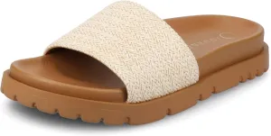 Journee Womens cushioned footbeds Starr slip on sandal open toe textile uppers