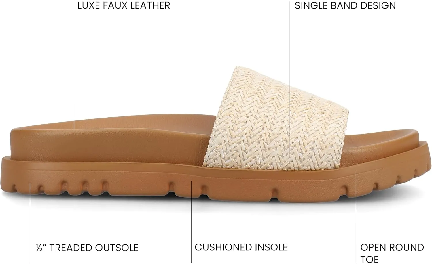 Journee Womens cushioned footbeds Starr slip on sandal open toe textile uppers