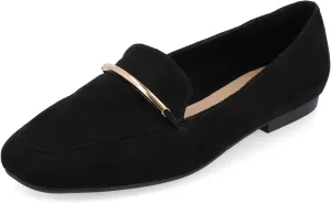 Journee Womens Loafer Flat Notched Topline Square Toe Slip-On Block Heel - Wrenn Casual Dress Shoe