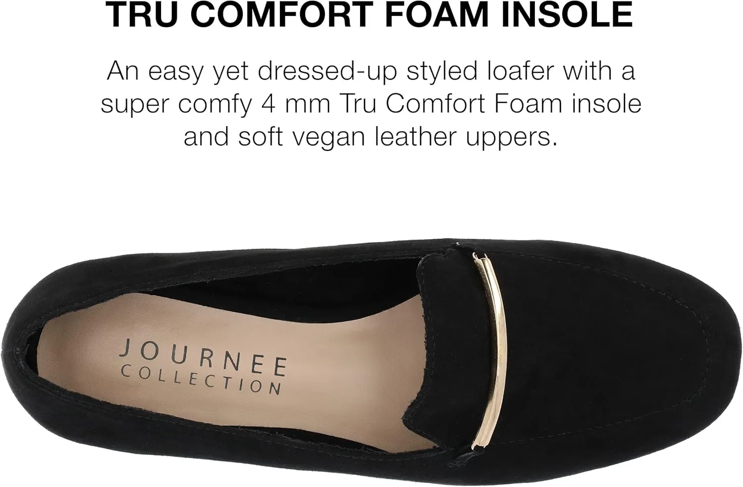 Journee Womens Loafer Flat Notched Topline Square Toe Slip-On Block Heel - Wrenn Casual Dress Shoe