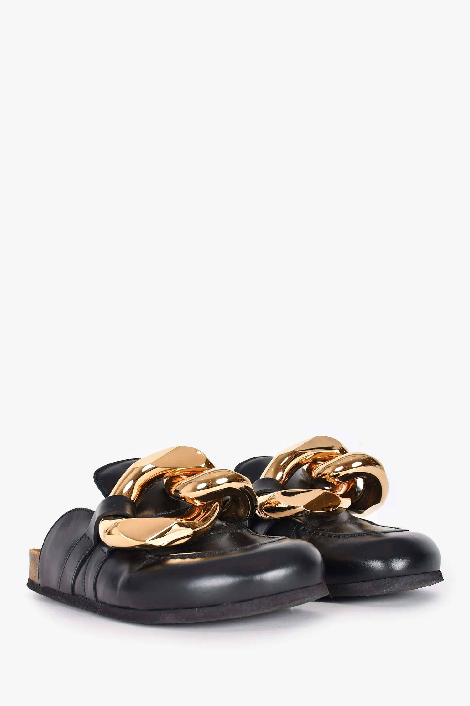 JW Anderson Black Leather Chain Mules Size 38