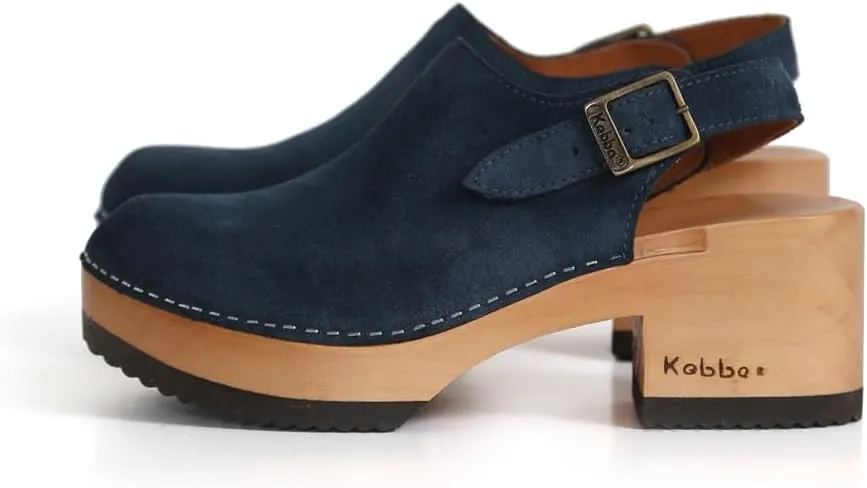 Kebba - Coco - Handmade Wooden Clogs with Genuine Leather and Adjustable Buckle for a