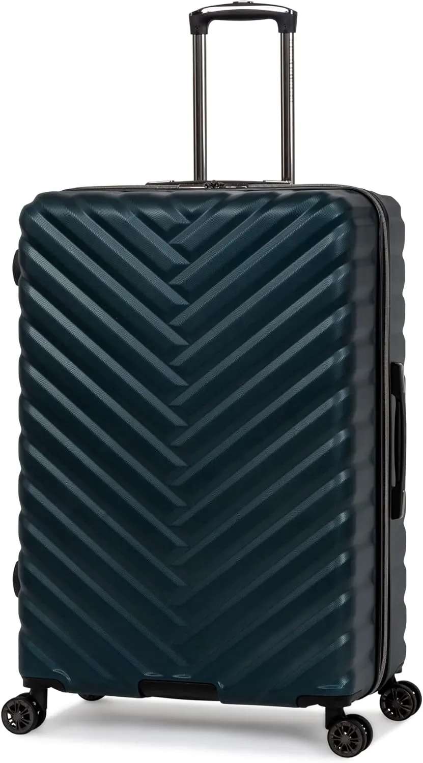 Kenneth Cole REACTION Madison Square Lightweight Hardside Chevron Expandable Spinner Luggage, Emerald, 28-Inch Checked