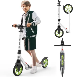 Kick Scooter for Ages 6 ,Kid, Teens & Adults. Max Load 240 LBS. Foldable, Lightweight, 8IN Big Wheels for Kids, Teen and Adults, 4 Adjustable Levels. Bearing ABEC9